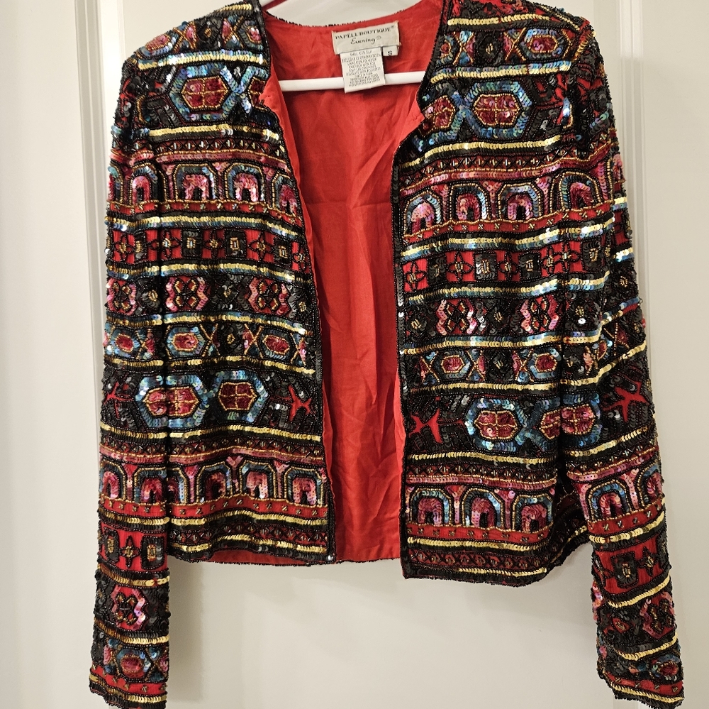 Vintage Papelle boutique sequined evening jacket